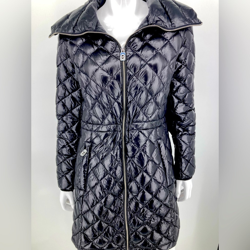 Michael Kors Long Winter Down Filled Coat Black Zippered Gently Used Size L